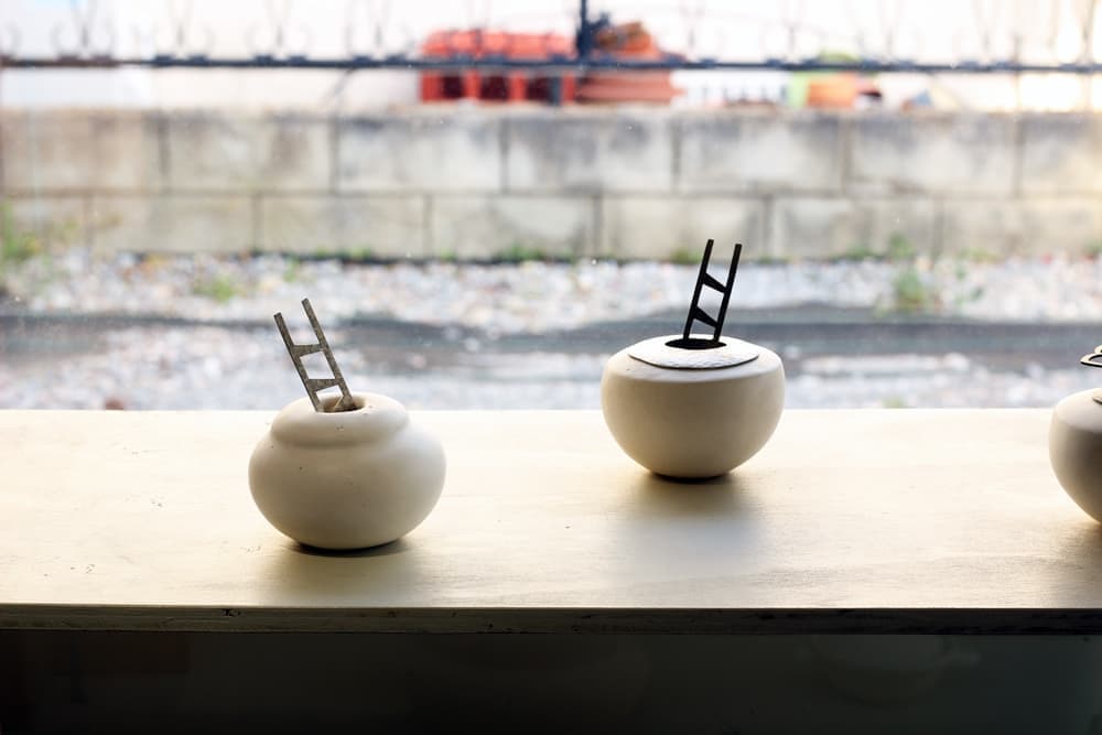 湯浅さんの作品と、星野さんの作品が同じ空間に並ぶと